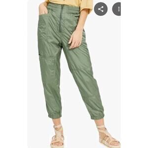 FREE PEOPLE Satin Cargo Jogger Pants Olive S Tell Me About It NEW NWT MSRP $128